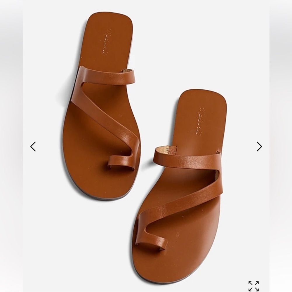 Madewell warm coffee The Gabi Asymmetric-Strap Sandal